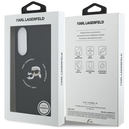 Karl Lagerfeld Silicone Double Heads And Circle MagSafe - Etui Samsung Galaxy S25 Edge (czarny)