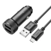 HOCO car charger Z49 2.4A 2xUSB + cable Micro USB Black