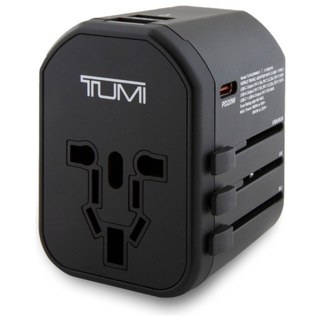 TUMI TUTA20WMSLK Travel Adapter 20W       USB-C / 2xUSB-A czarny/black