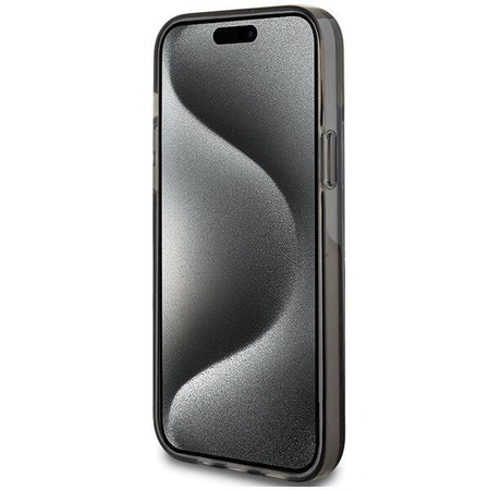 Oryginalne Etui GUESS Hardcase GUHCP15MLFCSEGK do iPhone 15 Plus (Liquid Glitter Gold Stripes / czarny)