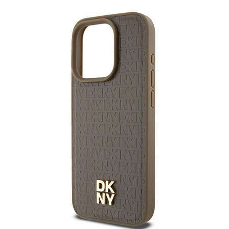 DKNY DKHMP15LPSHRPSW iPhone 15 Pro 6.1" brązowy/brown hardcase Leather Monogram Pattern Metal Logo MagSafe
