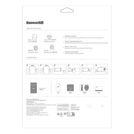 Schutzfolie IPAD PRO 12.9 2020 / 2021 / 2022 Baseus Paperfeel Clear