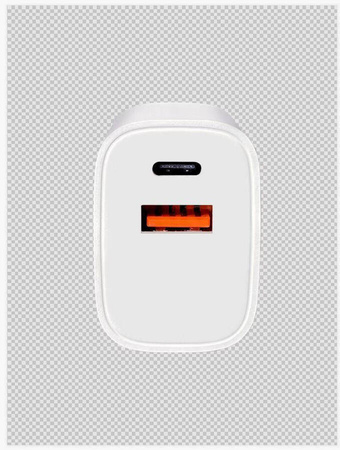 MOONX MC04 power charger, USB-C PD 20W + USB QC3.0 + USB-C/USB-C cable white