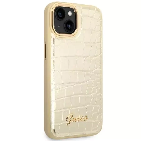 Oryginalne Etui IPHONE 14 PLUS Guess Croco Collection złote