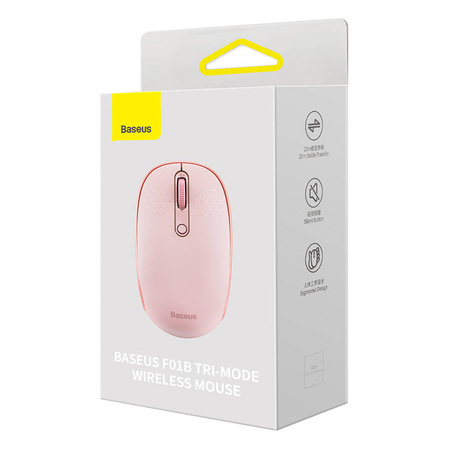 Bezprzewodowa myszka Baseus F01B Tri-Mode 2.4G BT5.0  1600DPI(różowa)