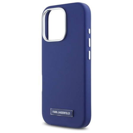 Original Case IPHONE 16 PRO Karl Lagerfeld Hardcase FW Metal Plate MagSafe (KLHMP16LPGMSRPB) blue