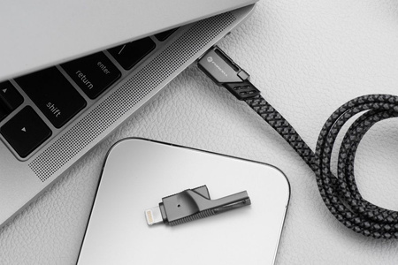 FORCELL F-ENERGY C241 4w1 kabel Typ C / USB A do Typ C / Lightning QC PD 3A 60W 1 m chrom