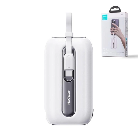 Joyroom mini powerbank 10000mAh Colorful Series 22.5W with 2 built-in USB C and Lightning cables white (JR-L012)