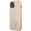Original Case IPHONE 14 Guess Hardcase Saffianotriangle Logo (GUHCP14SPSATLE) beige