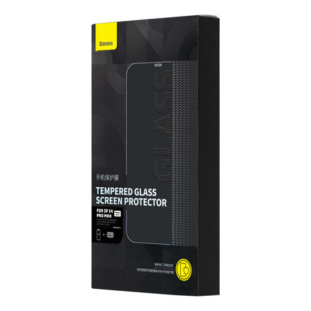 Baseus zestaw 2x szkło hartowane do iPhone 14 Pro Max na cały ekran z osłoną na głośnik 0.3mm + ramka montażowa