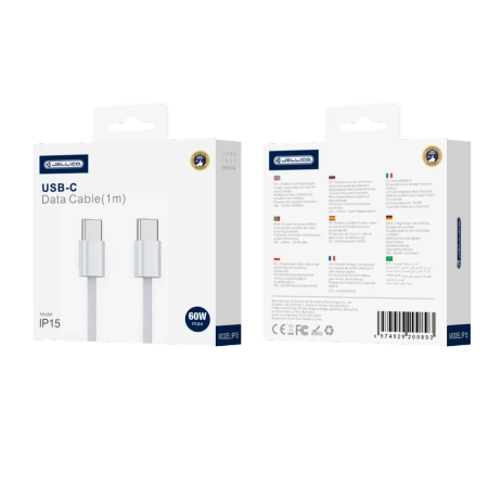 JELLICO Kabel IP15 USB-C - USB-C PD 60W 1M weiss