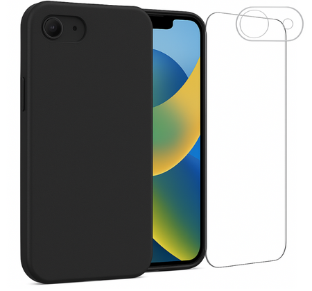 Etui do iPhone 16e czarne + Szkło na ekran + Szkło na aparat
