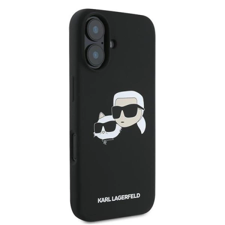 Karl Lagerfeld Silicone Case Nauble Heads Print MagSafe for iPhone 16 Plus - Black