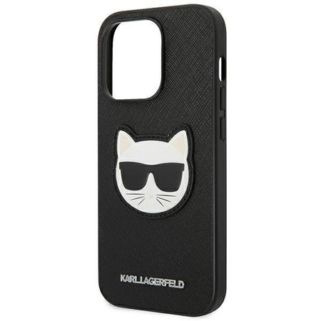 Karl Lagerfeld Saffiano Choupette Head Patch Case - Etui iPhone 14 Pro Max (czarny)