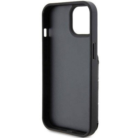 Etui Karl Lagerfeld Saffiano Cardslots and Stand Monogram Ikonik Patch do iPhone 15 - czarne