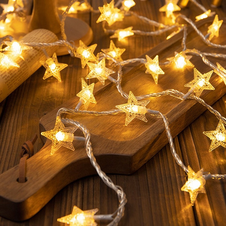 Lampki choinkowe LED snowflake/star - 10m/80 lampek ciepłe białe/warm white zasilane bat. 3xAA EHD-LS06