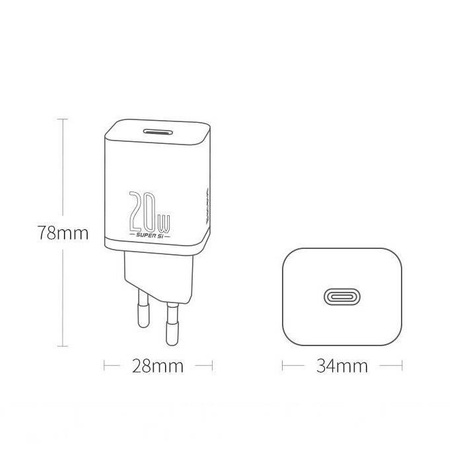 Baseus Super Si 1C szybka ładowarka USB Typ C 20 W Power Delivery czarny (CCSUP-B01)
