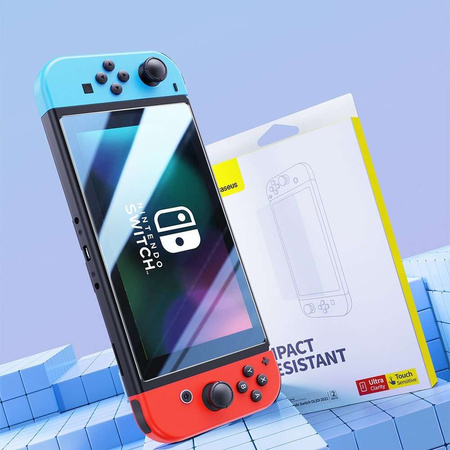 Set aus 2x Baseus Crystal Panzerglas für Nintendo Switch 2019 + Montageset - transparent