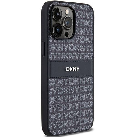 DKNY DKHCP14XPRTHSLK iPhone 14 Pro Max 6.7" czarny/black hardcase Leather Mono Stripe & Metal Logo