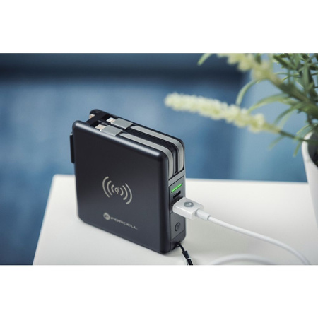 Forcell Wielofunkcyjna Ładowarka 5w1 20W PD z kablem typ C/lightning, power bankiem 10000mAh i ład. bezprzew. 15W