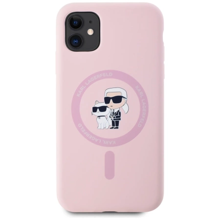 Karl Lagerfeld Silikon Karl&amp;Choupette MagSafe iPhone 11 Hülle - Rosa