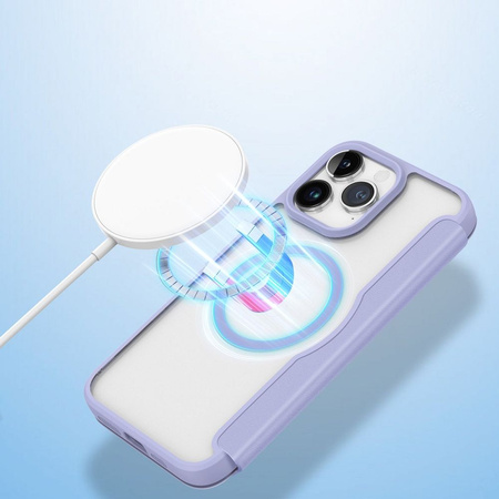 iPhone 15 Pro Max Magnetisches MagSafe Flip Case Dux Ducis Skin X Pro – Lila
