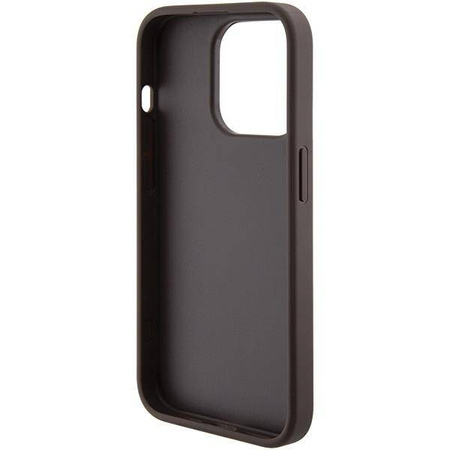 Etui Guess Grip Stand 4G Triangle Strass na iPhone 15 Pro Max - brązowe