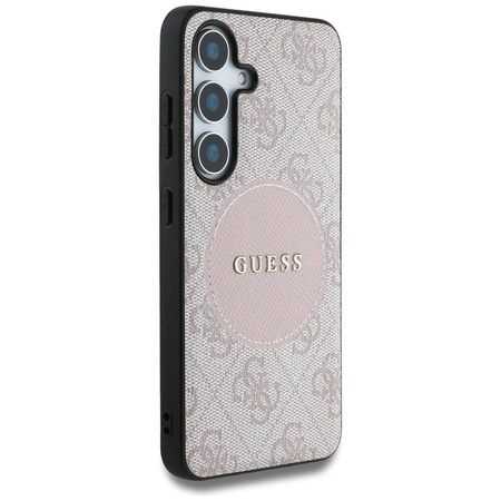 Etui Guess 4G Round Patch Classic Logo MagSafe do Samsung Galaxy S25 Plus różowy