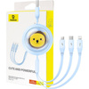 BASEUS zwijany kabel USB do Micro/Lightning/Typ C 3w1 Leo 3.5A 1.1m niebieski CB000063