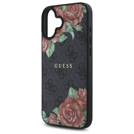 Oryginalne Etui IPHONE 16 Guess Hardcase 4G Flowers Print MagSafe (GUHMP16SP4ROPEMCK) czarne