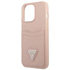 Etui IPHONE 13 PRO Guess Hardcase Saffianotriangle Logo Cardslot (GUHCP13LPSATPP) różowe