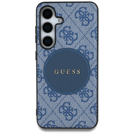 Etui Guess 4G Round Patch Classic Logo MagSafe do Samsung Galaxy S25 Plus niebieski