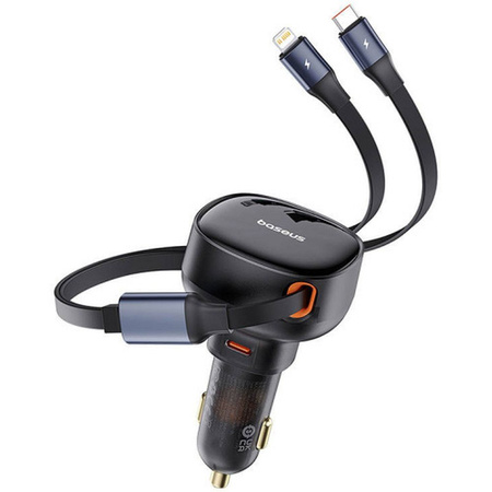 Baseus Enjoyment USB-C-Autoladegerät mit USB-C/ Lightning -60-W-Kabel – Schwarz