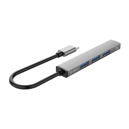 HUB 4-portowy input: USB-C 3.0 / output: 1x USB-A 3.0 + 3x USB-A 2.0 przewód 0,15M - szary