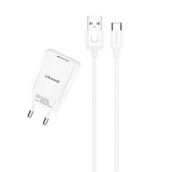 Ładowarka Sieciowa 2.1A + Kabel 1m USB - USB-C Usams T21 Fast Charging T21OCTC01 białe