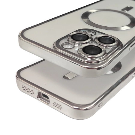Etui Metal MagS iPhone 15 Plus Srebrny