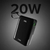 Powerbank SBS 20000 mAh 20W with built-in USB-C cable and digital display - black
