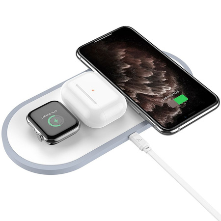 HOCO ładowarka indukcyjna Qi 3w1 ( telefon + zegarek + airpods ) 2A 10W CW24 biała