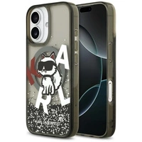 Karl Lagerfeld Liquid Glitter Choupette Logo MagSafe iPhone 17 Hülle - Schwarz