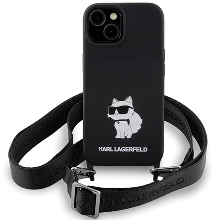 Etui Karl Lagerfeld Crossbody Silicone Choupette do iPhone 15 - czarne