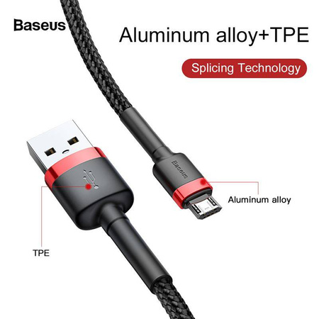 Baseus Cafule Cable - Dwustronny kabel połączeniowy micro USB na USB QC 3.0, 1.5 A, 2 m (czerwony/czarny)