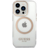 Oryginalne Etui IPHONE 13 / 14 / 15 Guess Hard Case Metal Outline Magsafe złote