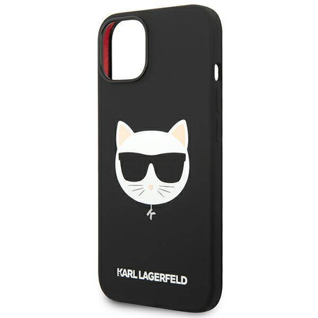 Original Handyhülle IPHONE 14 PLUS Karl Lagerfeld Hardcase Silicone Choupette Head Magsafe schwarz