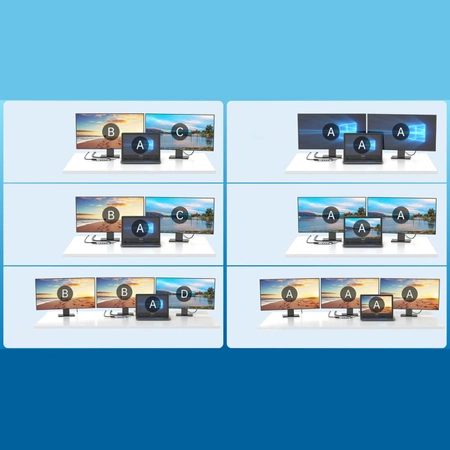 Choetech HUB wielofunkcyjny z wyświetlaczem 12w1 USB-C do 1xUSB-C/4xUSB-A/2xHDMI/1xVGA/1xAUX/czytnik kart pamięci szary (HUB-M26)