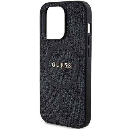 Guess 4G Collection Leather Metal Logo MagSafe Case for iPhone 14 Pro Max - Black