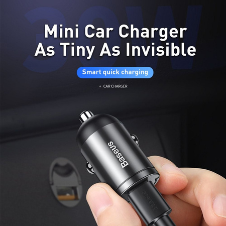Baseus Tiny Star PPS mini inteligentna ładowarka samochodowa USB 30W Quick Charge 3.0 szary (VCHX-A0G)