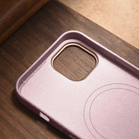 iCarer Litchi Premium Leather Case iPhone 14 Plus Magnetic Leather Case with MagSafe pink (WMI14220711-PK)
