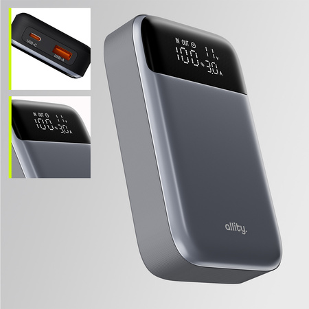 Allity power bank APB-200 PD QC 33W 10000 mAh szary