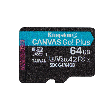 Kingston karta pamięci 64GB microSDXC Canvas Go Plus Gen4 200MB/s A2 U3 V30