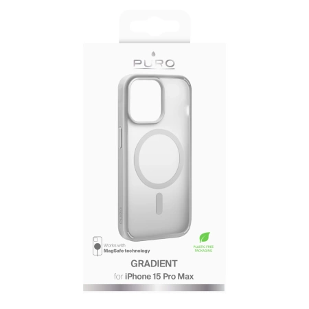 Etui silikonowe Puro Gradient MagSafe do iPhone 15 Pro Max - srebrne